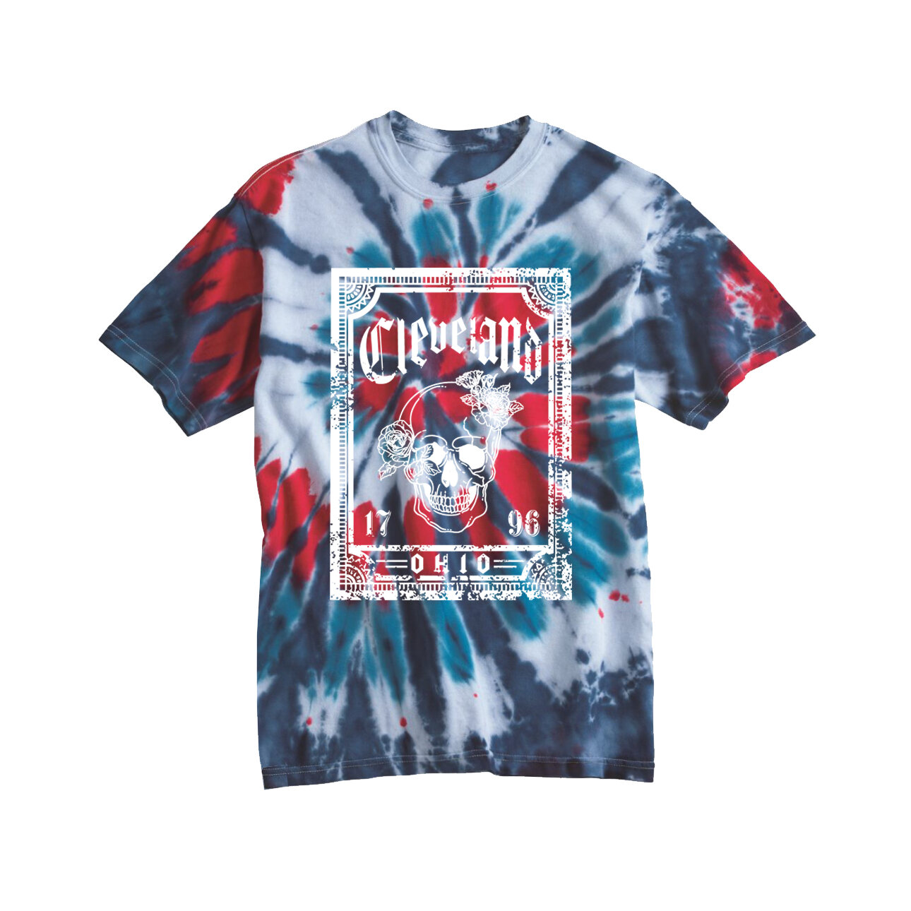 Cleveland 1796 Tie Dye T-shirt - Navy/Red | Emily Roggenburk Products
